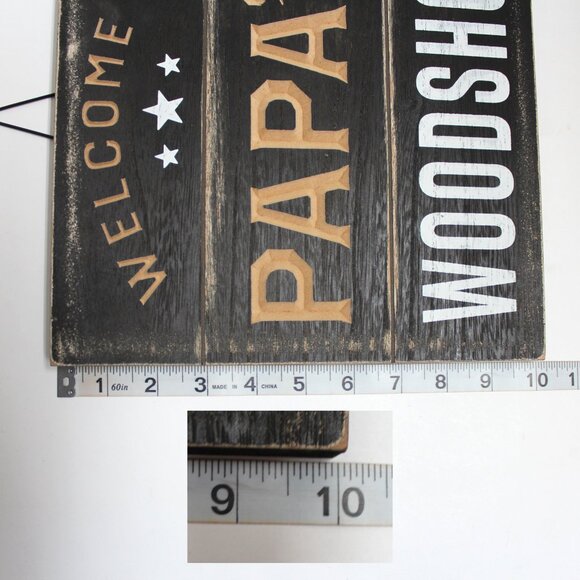Welcome To Papa's Woodshop Square Sign Ready To Hang - Picture 4 of 6
